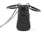 Dior Black Mini Lambskin Cannage Quilted Mini Lady Dior Bag