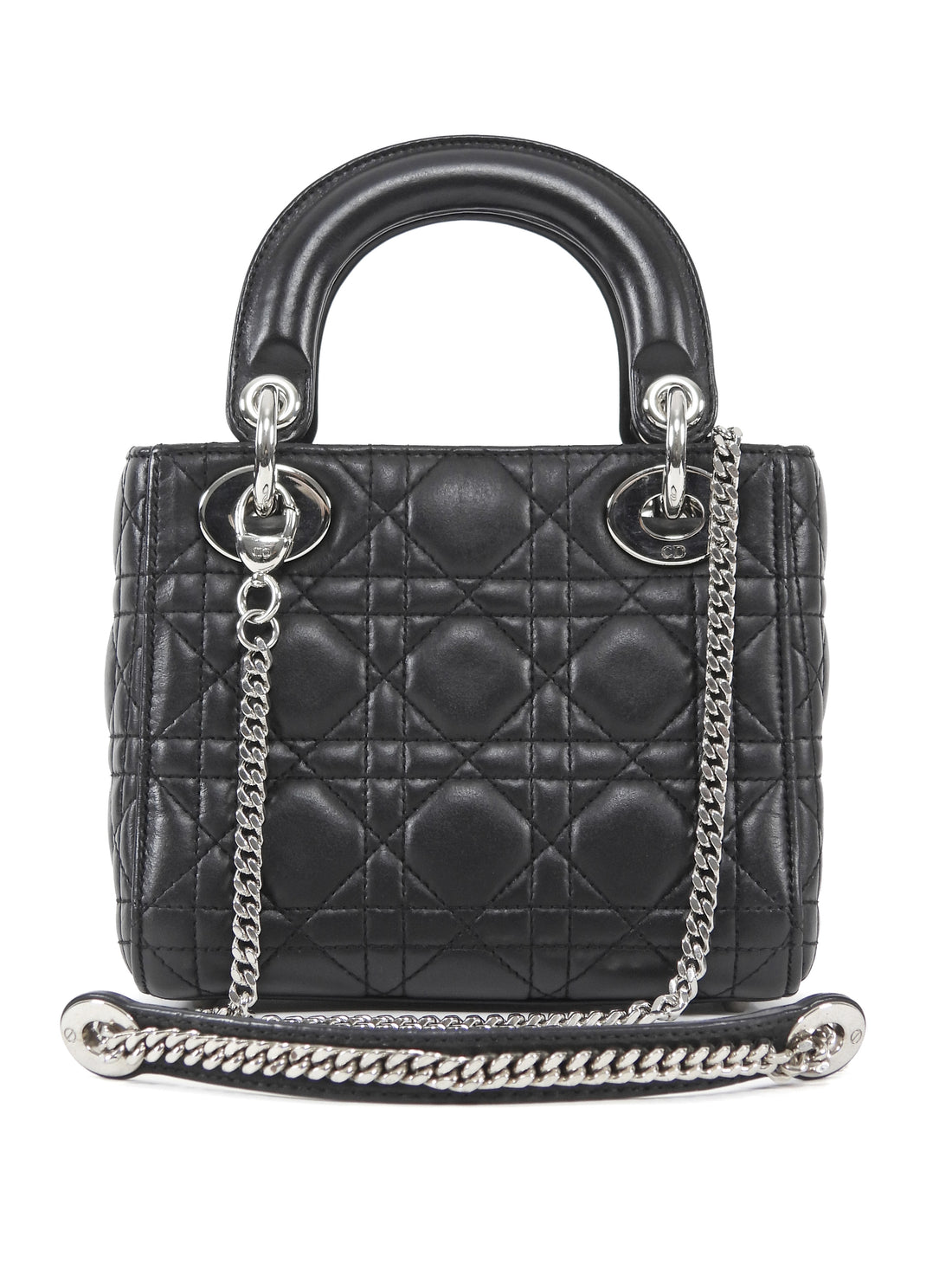Dior Black Mini Lambskin Cannage Quilted Mini Lady Dior Bag