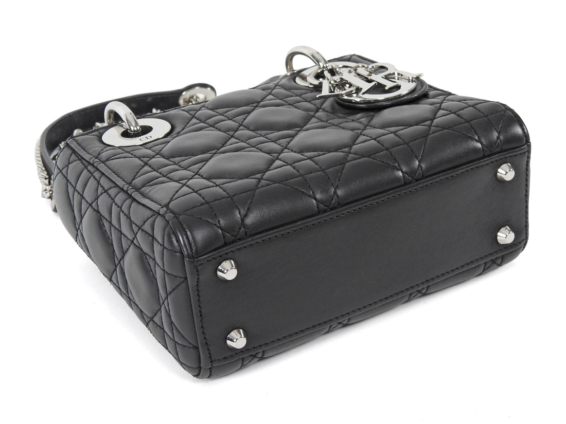 Dior Black Mini Lambskin Cannage Quilted Mini Lady Dior Bag