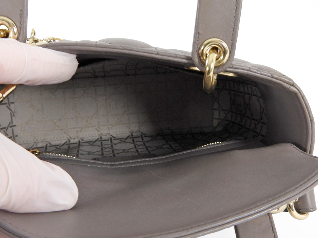 Dior Lady Dior Greige My ABC Cannage Quilted Leather Small Bag GHW