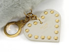 Celine Pale Sage Green Triomphe Shearling Pom Pom Studded Heart Charm Keyring