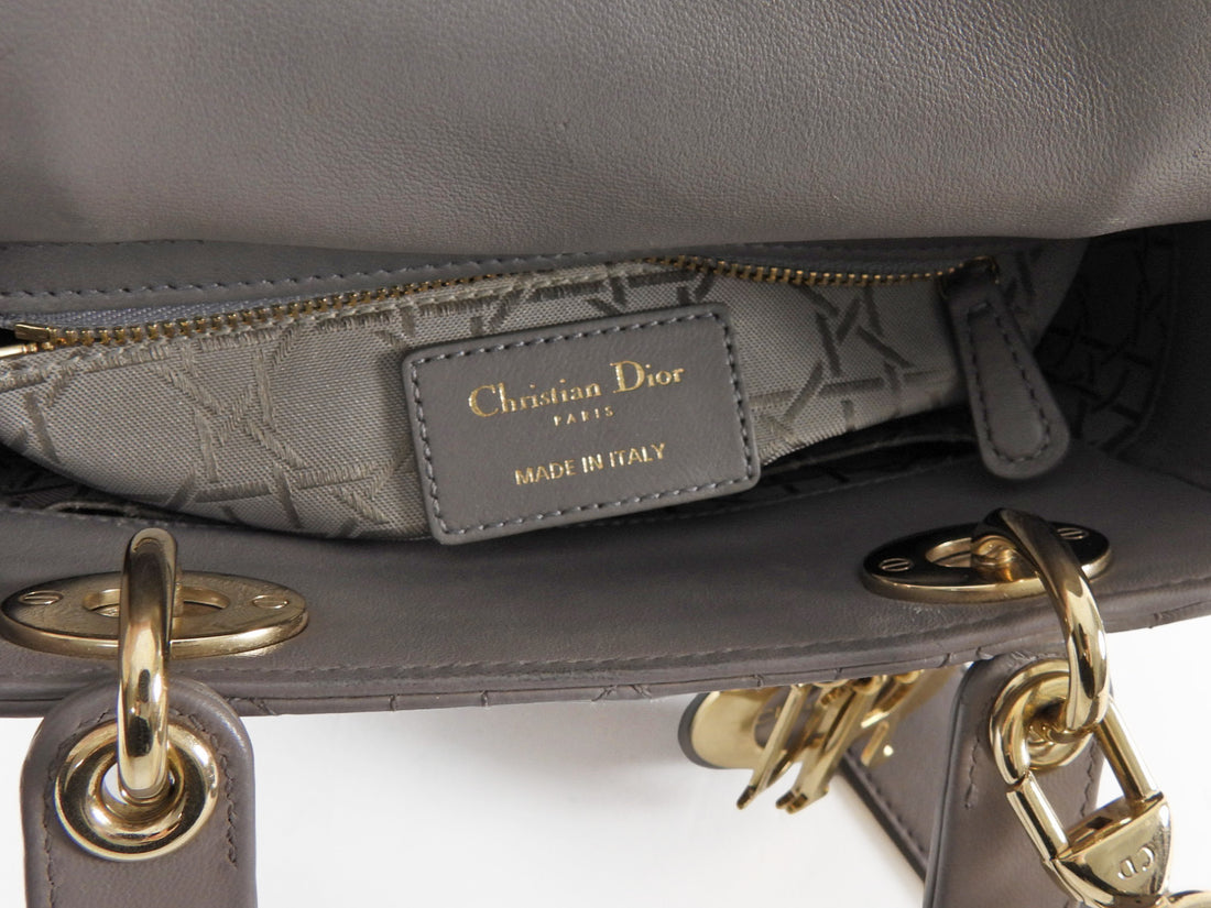 Dior Lady Dior Greige My ABC Cannage Quilted Leather Small Bag GHW
