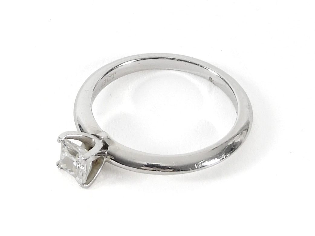 Tiffany & Co. Platinum Square Princess Cut 0.43 CT Diamond Solitaire Engagement Ring