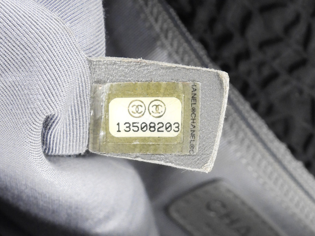 Chanel Black 2009 Ruched Nylon Patent CC Large Cloquee Flap Bag