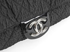 Chanel Black 2009 Ruched Nylon Patent CC Large Cloquee Flap Bag