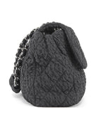 Chanel Black 2009 Ruched Nylon Patent CC Large Cloquee Flap Bag