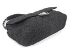 Chanel Black 2009 Ruched Nylon Patent CC Large Cloquee Flap Bag