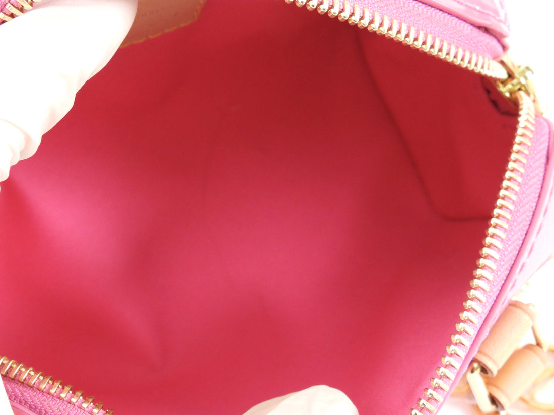 Louis Vuitton New Pink Monogram Vernis Nano Speedy Bag with Chain Strap