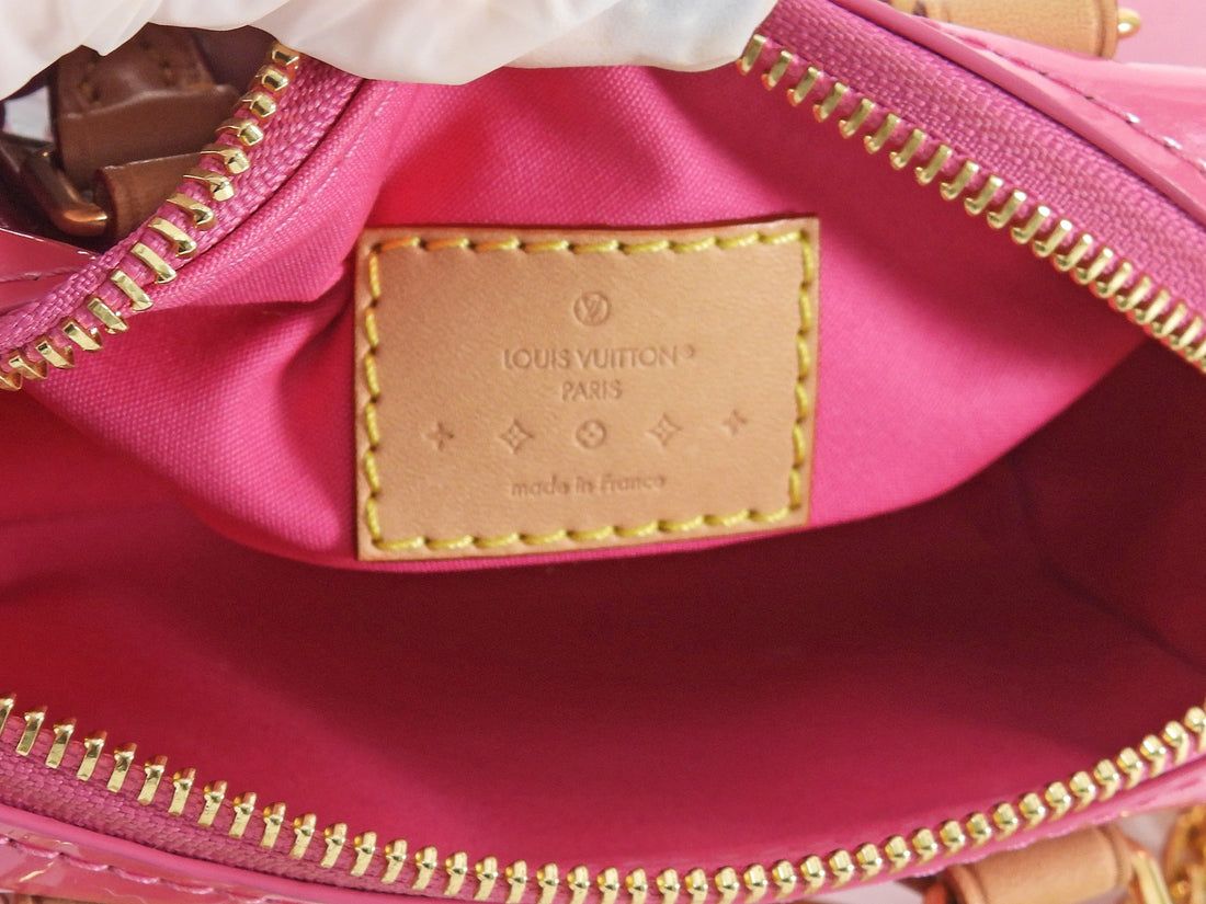 Louis Vuitton New Pink Monogram Vernis Nano Speedy Bag with Chain Strap