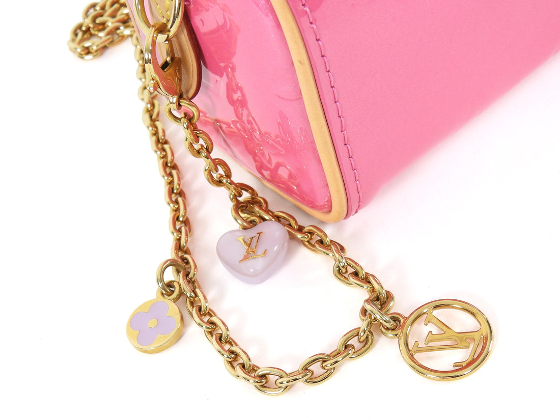 Louis Vuitton New Pink Monogram Vernis Nano Speedy Bag with Chain Strap