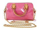 Louis Vuitton New Pink Monogram Vernis Nano Speedy Bag with Chain Strap