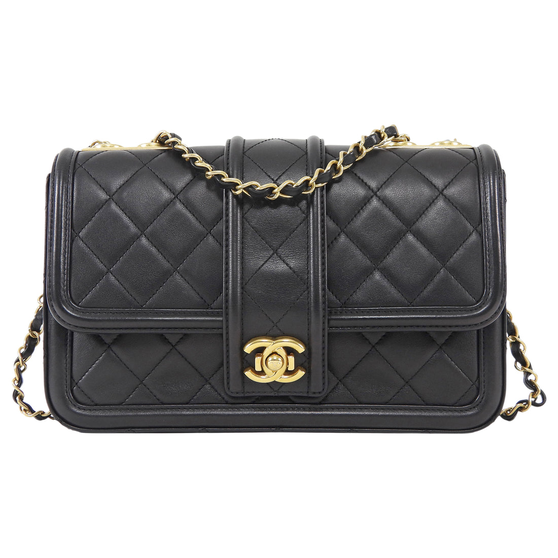 Chanel Black Medium Quilted Leather Elegant Medium CC Flap Bag