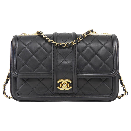 Chanel Black Medium Quilted Leather Elegant Medium CC Flap Bag
