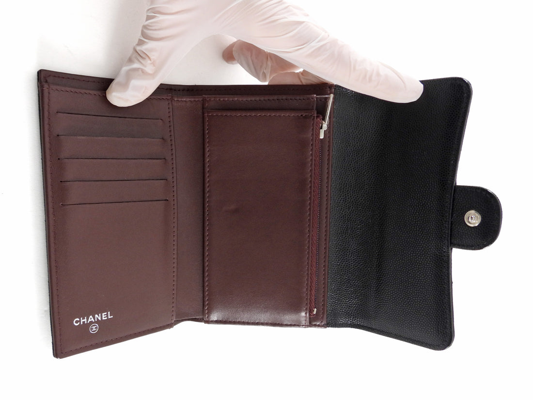 Chanel Black 2020 Caviar Leather Medium Classic Flap Wallet SHW Medium