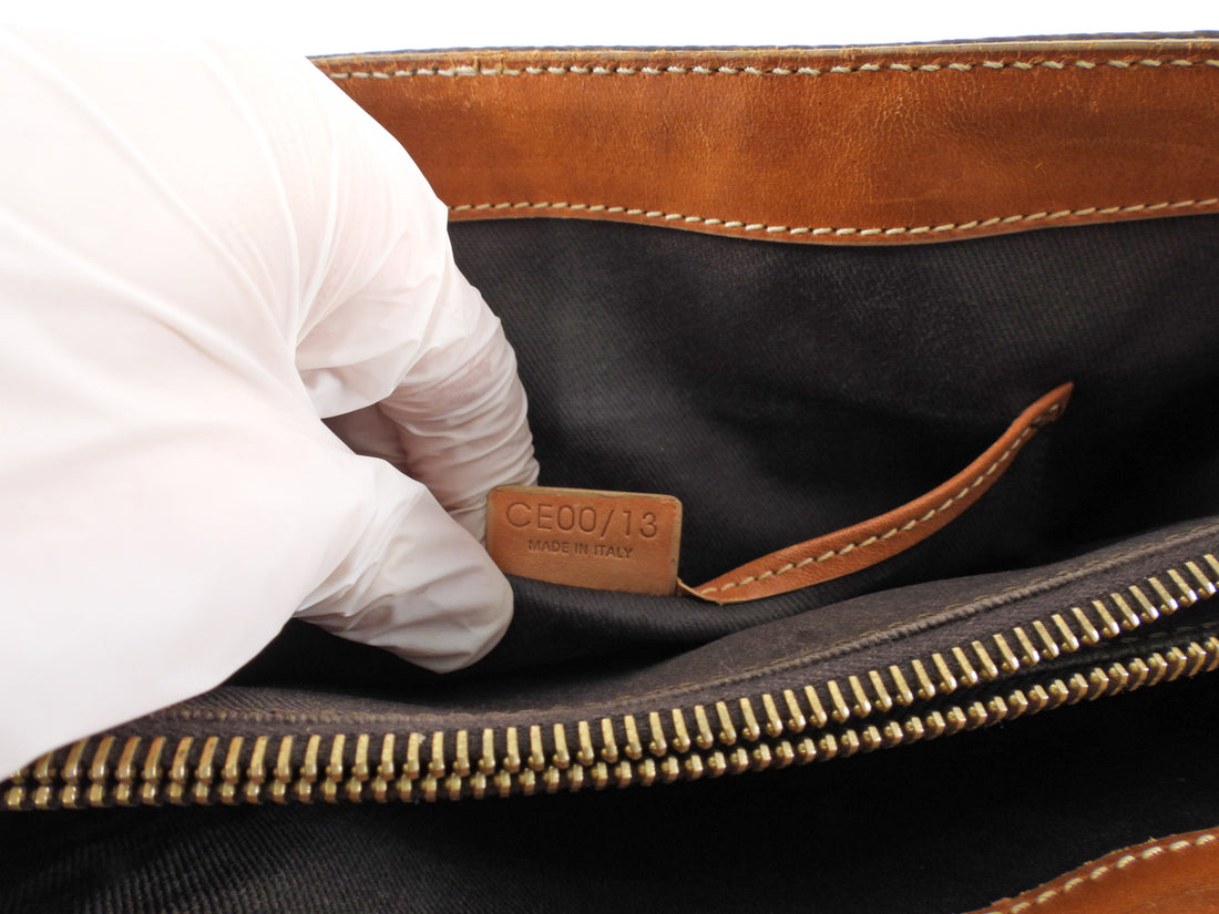Celine Vintage Brown Macadame Coated Canvas Tote