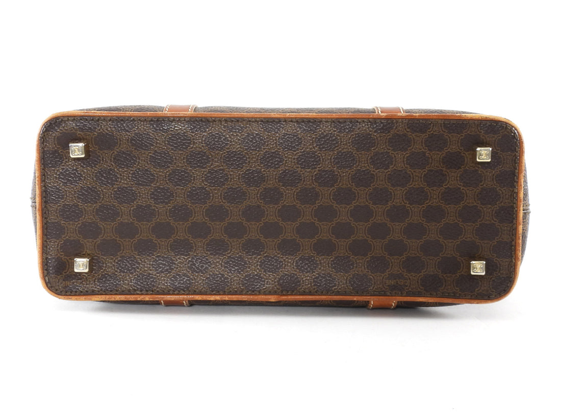 Celine Vintage Brown Macadame Coated Canvas Tote