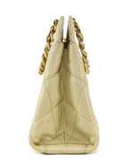 Chanel Beige Vintage 2004 Quilted Leather Metal Chain Medium Handle Hand Bag