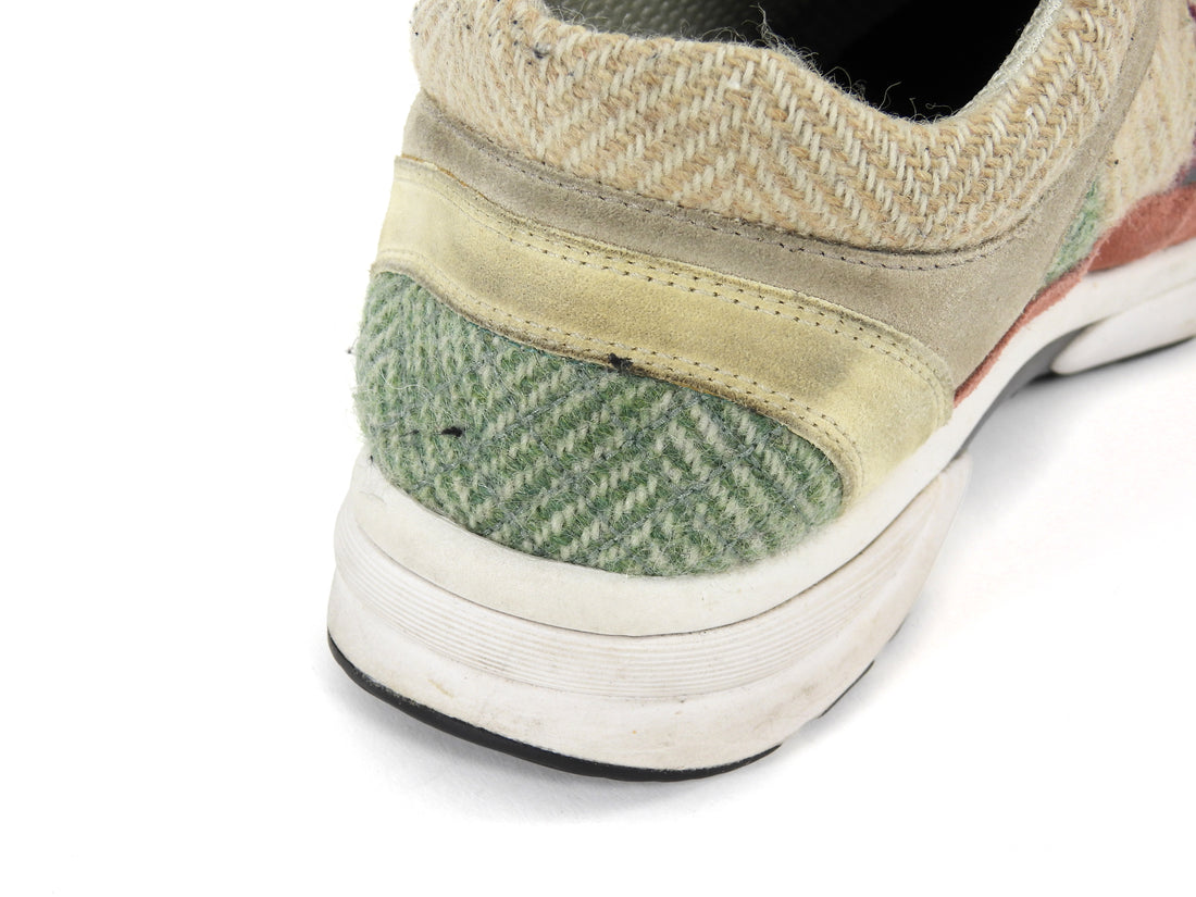 Chanel Beige Pink Multicoloured AW2022 Suede Tweed Combo CC Sneakers - 37.5