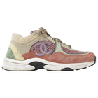 Chanel Beige Pink Multicoloured AW2022 Suede Tweed Combo CC Sneakers - 37.5