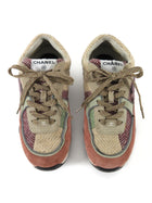 Chanel Beige Pink Multicoloured AW2022 Suede Tweed Combo CC Sneakers - 37.5