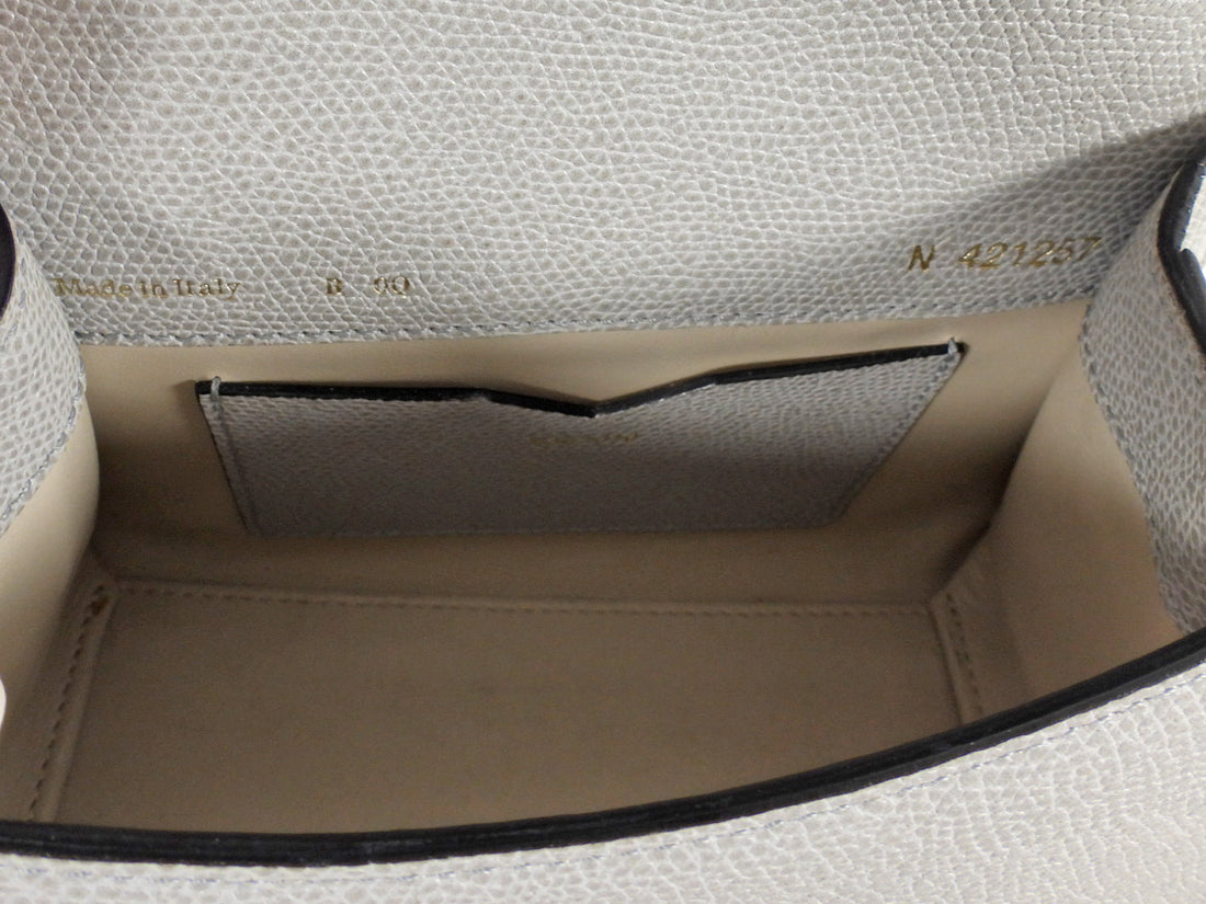 Valextra Dove Grey Leather Iside Micro Top Handle Flap Bag