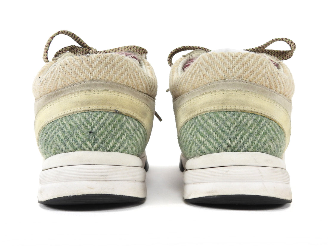 Chanel Beige Pink Multicoloured AW2022 Suede Tweed Combo CC Sneakers - 37.5