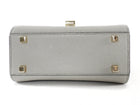 Valextra Dove Grey Leather Iside Micro Top Handle Flap Bag