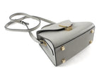 Valextra Dove Grey Leather Iside Micro Top Handle Flap Bag