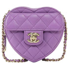Chanel Purple Mini Quilted Lambskin CC in Love Heart Chain Clutch Bag Mini