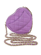 Chanel Purple Mini Quilted Lambskin CC in Love Heart Chain Clutch Bag Mini