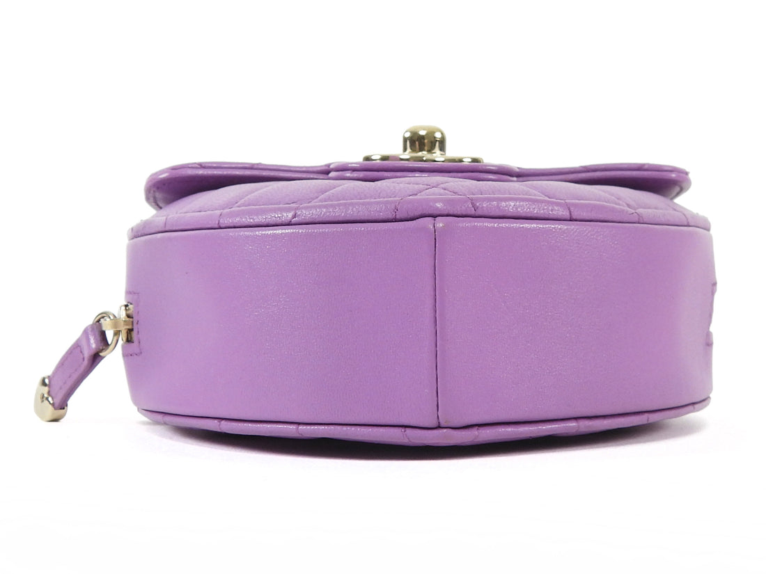 Chanel Purple Mini Quilted Lambskin CC in Love Heart Chain Clutch Bag Mini