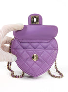 Chanel Purple Mini Quilted Lambskin CC in Love Heart Chain Clutch Bag Mini