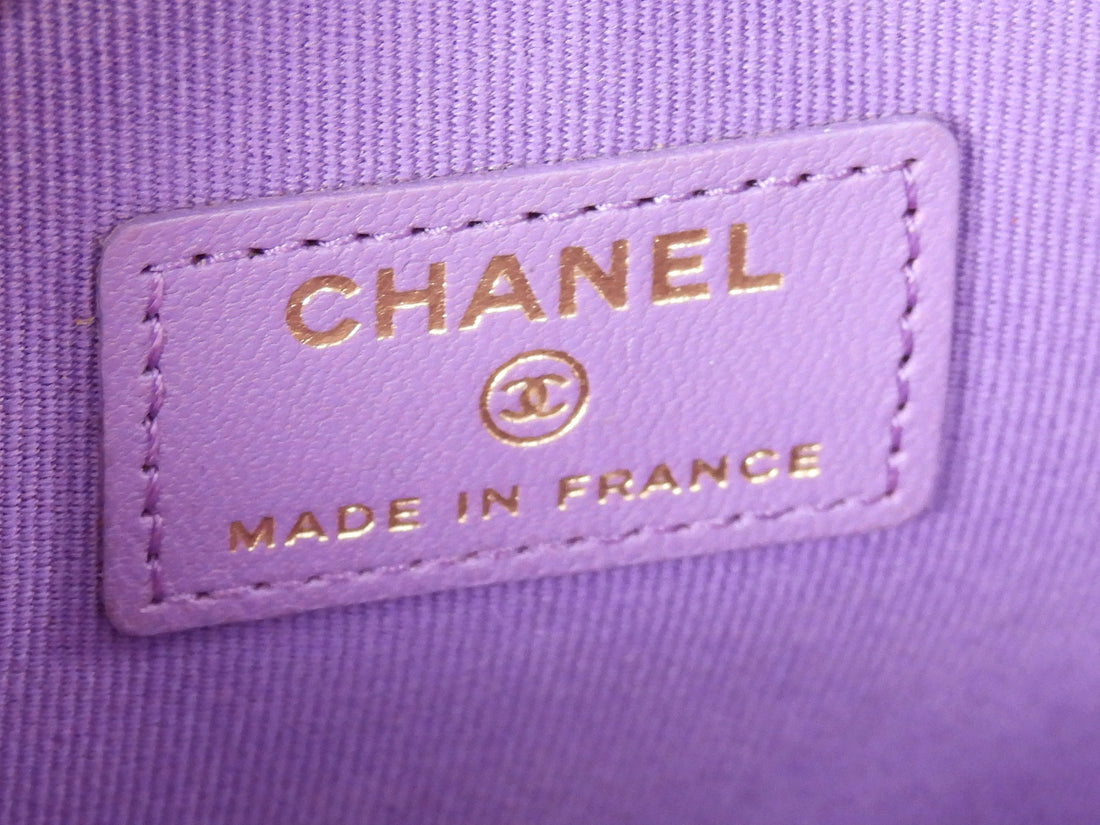 Chanel Purple Mini Quilted Lambskin CC in Love Heart Chain Clutch Bag Mini