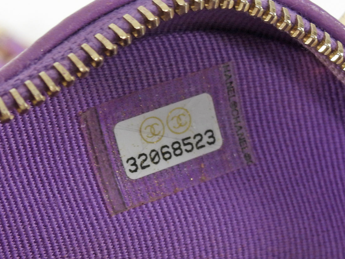 Chanel Purple Mini Quilted Lambskin CC in Love Heart Chain Clutch Bag Mini