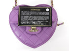 Chanel Purple Mini Quilted Lambskin CC in Love Heart Chain Clutch Bag Mini