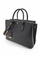 MCM Black Leather Large Milla Tote with Canvas Strap