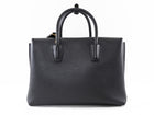 MCM Black Leather Large Milla Tote with Canvas Strap