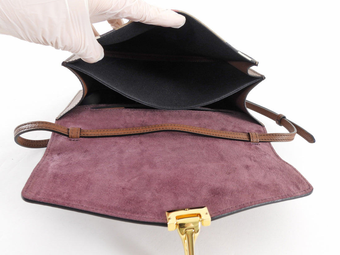 Burberry Brown Leather and Check Macken Shoulder Bag