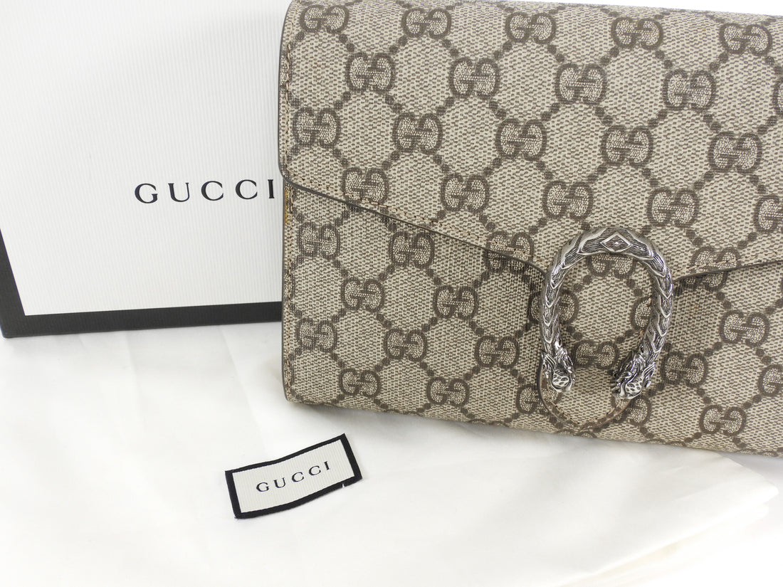 Gucci Brown Dionysus Supreme Wallet on Chain Bag WOC