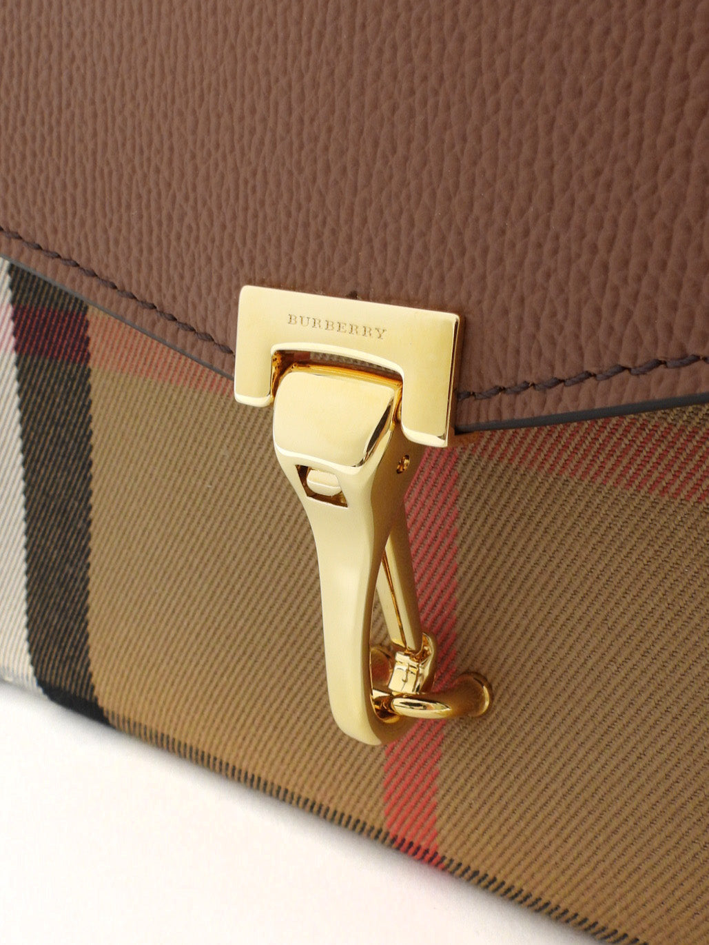 Burberry Brown Leather and Check Macken Shoulder Bag