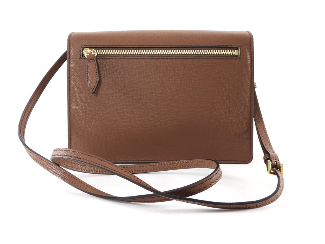Burberry Brown Leather and Check Macken Shoulder Bag