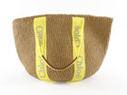 Chloe Yellow Logo Web and Natural Raffia Woven Basket Woody Tote