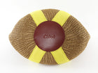 Chloe Yellow Logo Web and Natural Raffia Woven Basket Woody Tote