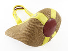 Chloe Yellow Logo Web and Natural Raffia Woven Basket Woody Tote