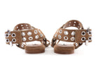 Alaia Light Brown Suede Grommet Biker Flat Thong Sandals - 37