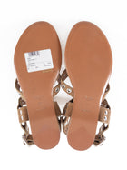 Alaia Light Brown Suede Grommet Biker Flat Thong Sandals - 37