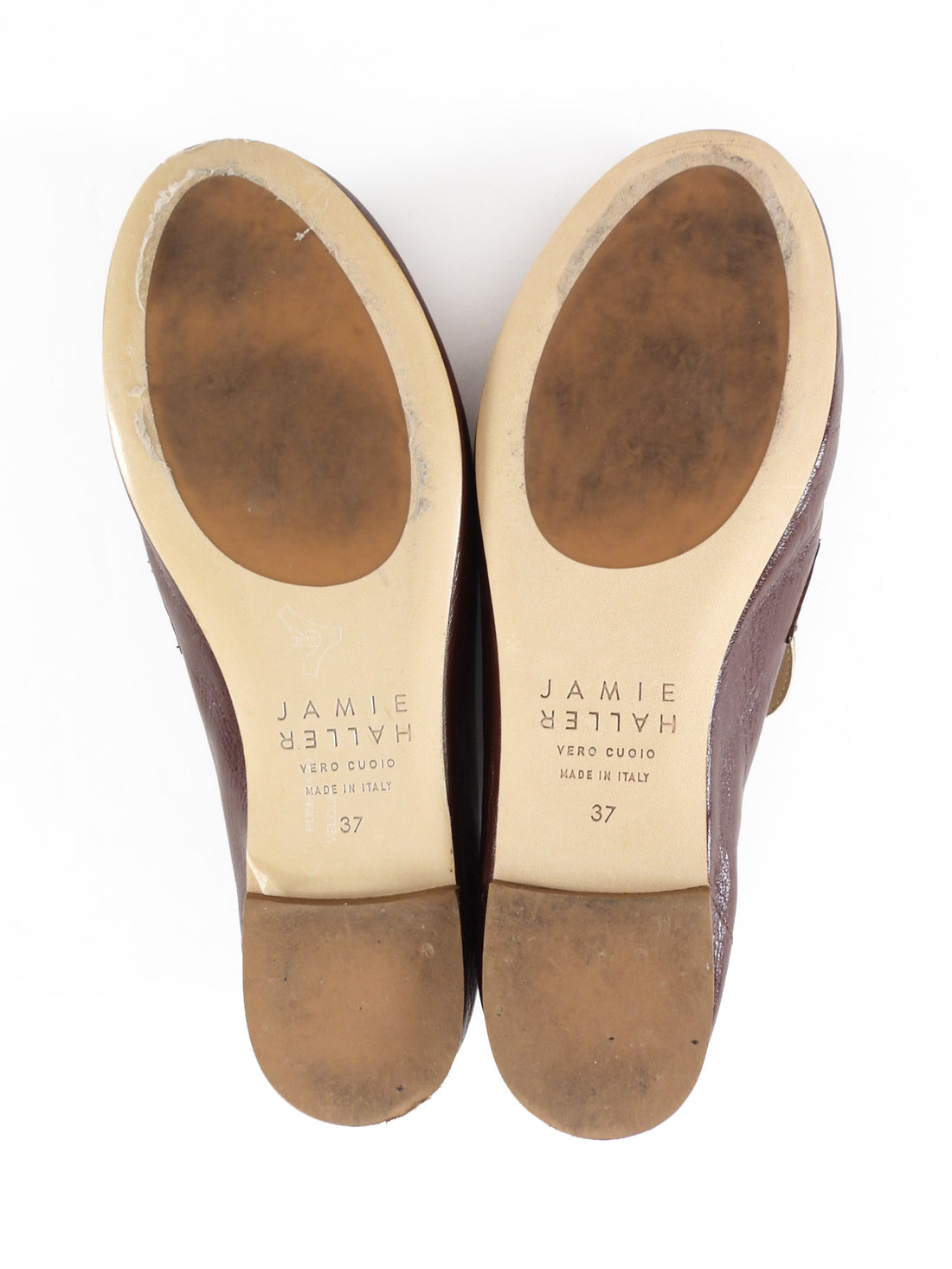 Jamie Haller Cognac Brown Aged Glossed Leather Penny Loafers - 37