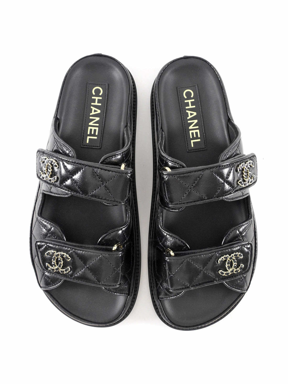 Chanel 24P CC Black Quilted Leather Dad Sandals  - 37