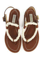 Gabriela Hearst Tan White Zephyr Rope Strap Leather Flat Sandals - 37