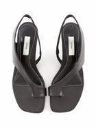 Toteme Dark Brown Leather Toe Ring Slingback Kitten Heel Sandals - 37